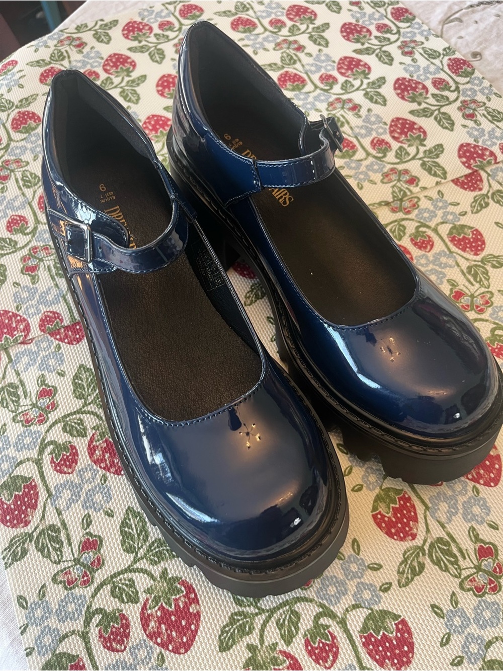 Dream Pairs Navy Patent Mary Jane Platform Shoes
